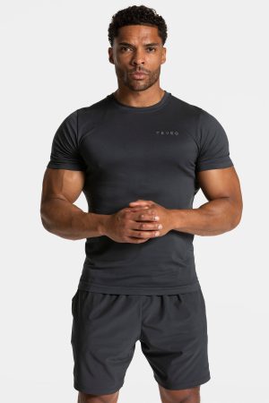 Modische Pace Fitted T-Shirt in Farbe Gunmetal