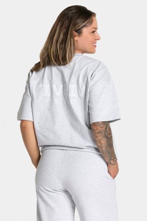 RI’VAIV Oversized T-Shirt Hellgrau für Sport und
