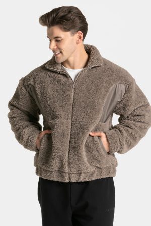 Teddy Jacke Mokka für Sport und Alltag