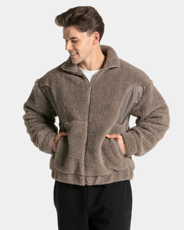 Teddy Jacke Mokka für Sport und Alltag