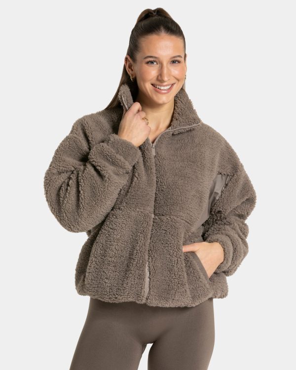 Teddy Jacke für Frauen in Mokka