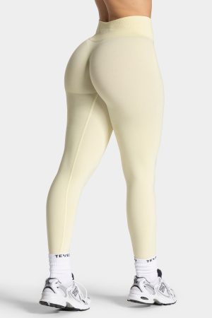 Damen Timeless Pro Leggings Butter Yellow mit Kom