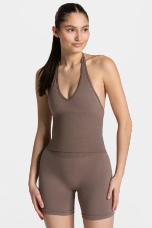 Modische Timeless Pro Neckholder Top in Farbe Mok