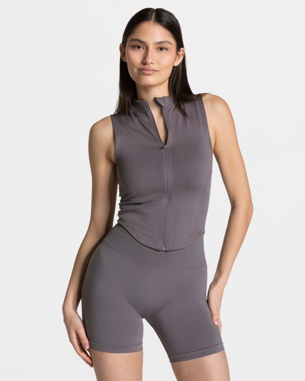 Damen Timeless Pro Zip Tank Graphit mit Komfort