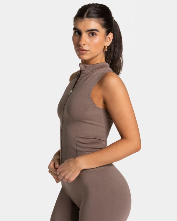 Timeless Pro Zip Tank in Mokka für Damen