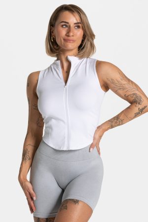Timeless Pro Zip Tank Weiß für Sport und Alltag