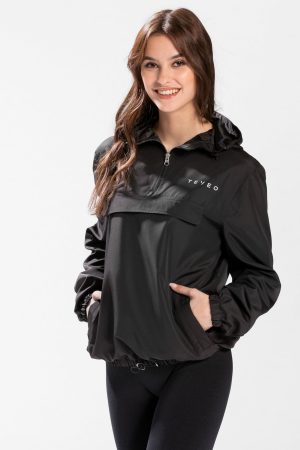 Modische Statement Windbreaker in Farbe Schwarz