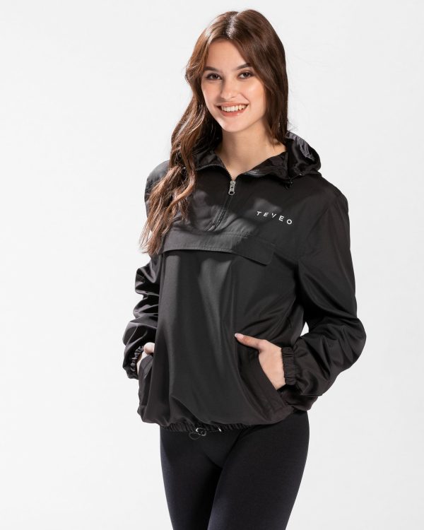 Modische Statement Windbreaker in Farbe Schwarz