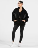 Damen Teddy Jacke Schwarz mit Komfort