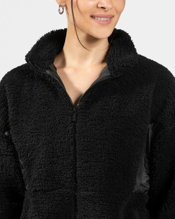 Damen Teddy Jacke Schwarz mit Komfort – Bild 4