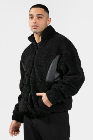 Teddy Jacke Schwarz für Sport und Alltag