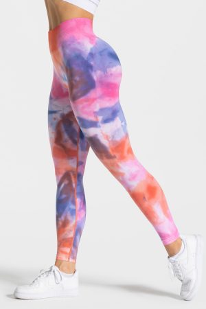 Modische Tie Dye Scrunch Leggings in Farbe Hot