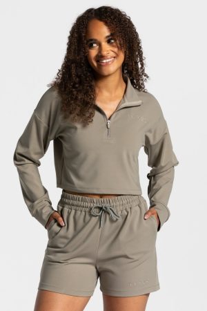 Charming Zip Sweater "Khaki" - TEVEO