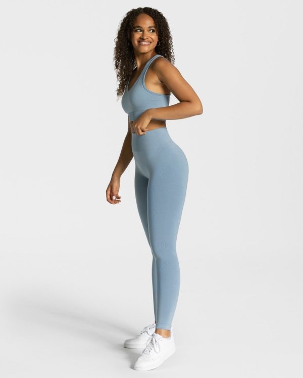 Modische Classy Leggings in Farbe Stahlblau – Bild 3