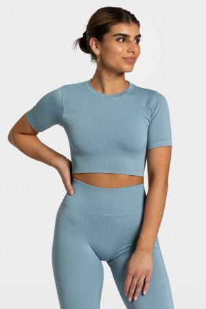 Sensation Crop Top "Stahlblau" - TEVEO