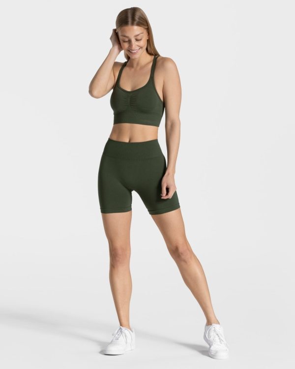 Timeless Scrunch Short Khaki mit hoher Taille – Bild 5